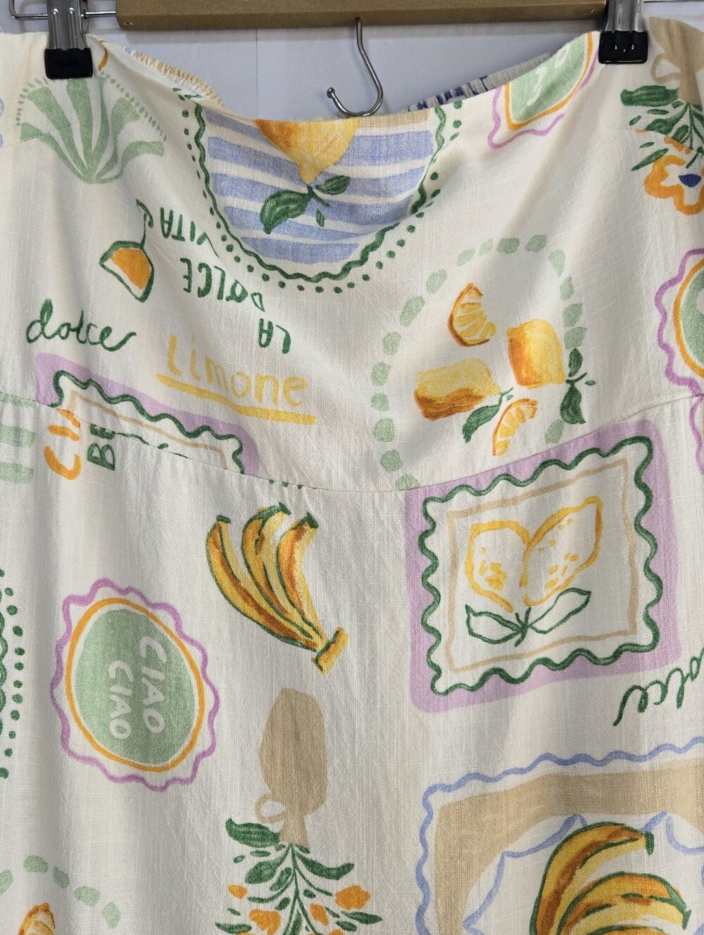 PAPER HEART Strapless Travel Print Print Slip Dress Size XL Linen Blend - Picture 8 of 13